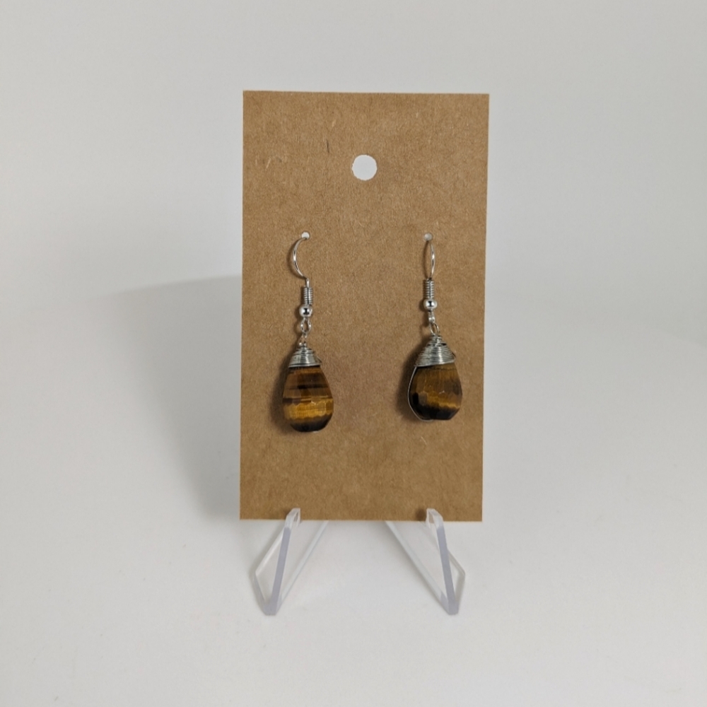 Tiger's Eye Earrings, gemstone jewelry, protection stone, gift idea